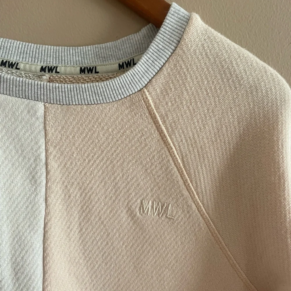 Madewell MWL Airyterry Colorblock Crop Sweatshirt - size Medium - Picture 3 of 7
